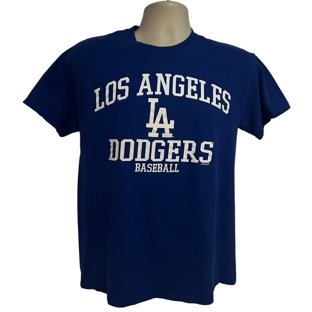 MLB Los Angeles LA Dodgers Baseball Blue Graphic T-Shirt Medium Cotton Stretch